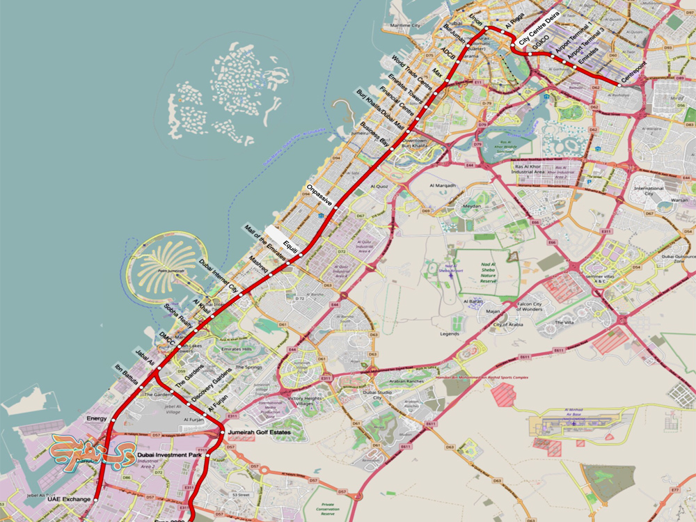 مسیر خط قرمز مترو دبی